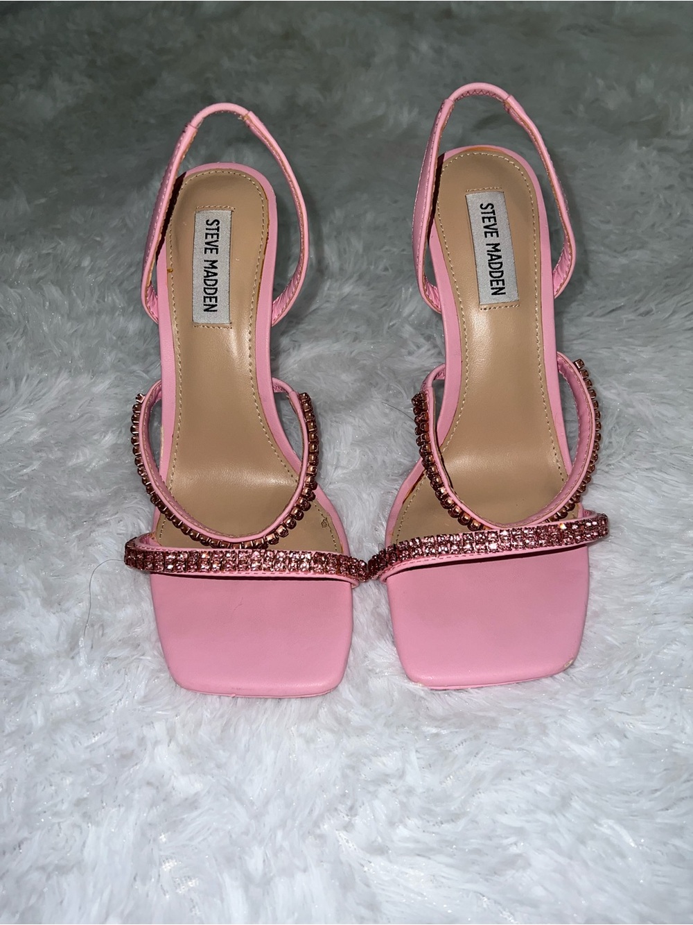 Steve Madden Pink Embellished Strap Heels